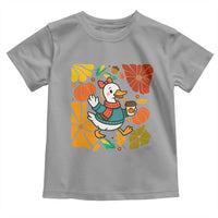 Thanksgiving Duck Lover Gift Toddler T Shirt Cute Duck Drinking Coffee - Wonder Print Shop