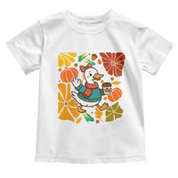 Thanksgiving Duck Lover Gift Toddler T Shirt Cute Duck Drinking Coffee - Wonder Print Shop