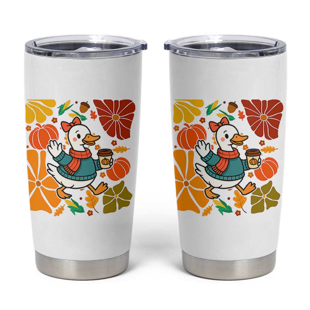Thanksgiving Duck Lover Gift Tumbler Cup Cute Duck Drinking Coffee