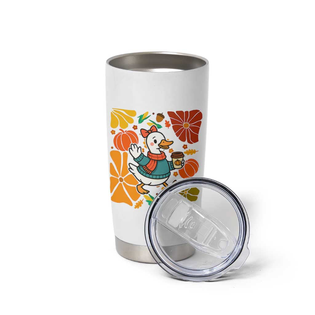 Thanksgiving Duck Lover Gift Tumbler Cup Cute Duck Drinking Coffee
