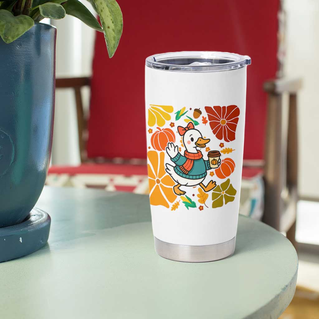 Thanksgiving Duck Lover Gift Tumbler Cup Cute Duck Drinking Coffee