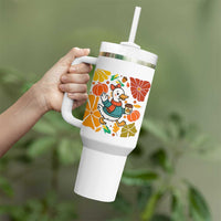 Thanksgiving Duck Lover Gift Tumbler With Handle Cute Duck Drinking Coffee