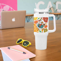 Thanksgiving Duck Lover Gift Tumbler With Handle Cute Duck Drinking Coffee