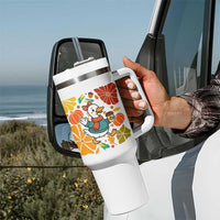 Thanksgiving Duck Lover Gift Tumbler With Handle Cute Duck Drinking Coffee