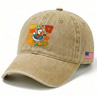 Thanksgiving Duck Lover Gift Washed Cotton Baseball Cap Cute Duck Drinking Coffee