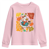 Thanksgiving Duck Lover Gift Youth Sweatshirt Cute Duck Drinking Coffee - Wonder Print Shop