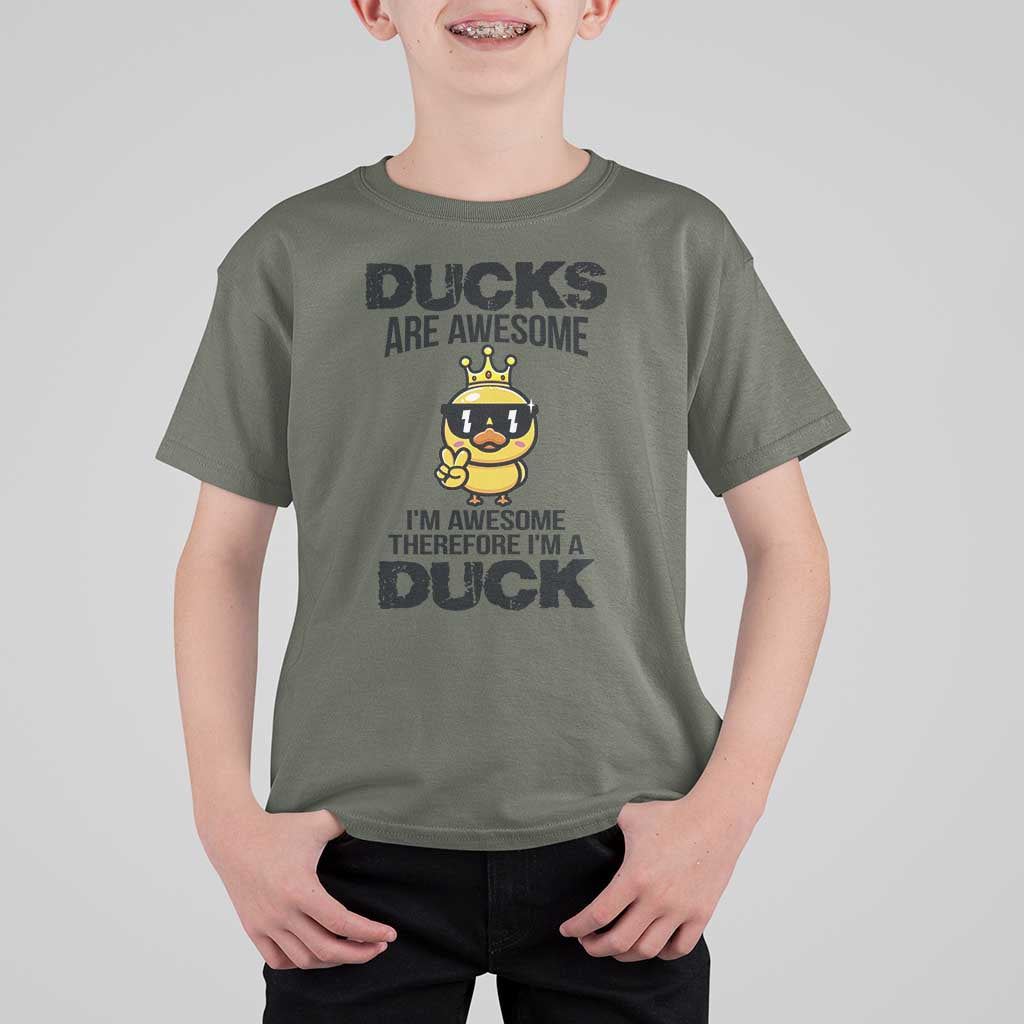 Funny Cute Duck Quote T Shirt For Kid I Am A Duck Because I Am Awesome - Wonder Print Shop