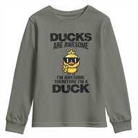 Funny Cute Duck Quote Youth Sweatshirt I Am A Duck Because I Am Awesome - Wonder Print Shop