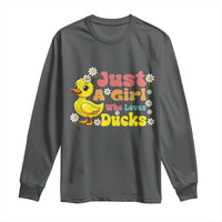 Duck Lover Gift Long Sleeve Shirt Just A Girl Who Loves Ducks - Wonder Print Shop