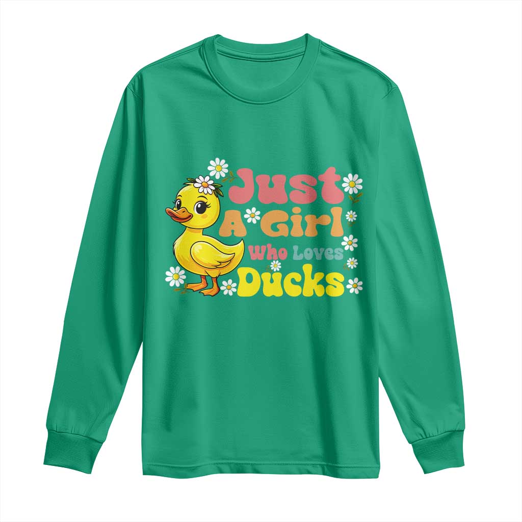 Duck Lover Gift Long Sleeve Shirt Just A Girl Who Loves Ducks - Wonder Print Shop