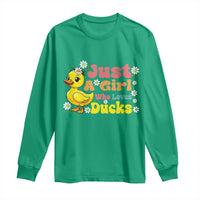Duck Lover Gift Long Sleeve Shirt Just A Girl Who Loves Ducks - Wonder Print Shop