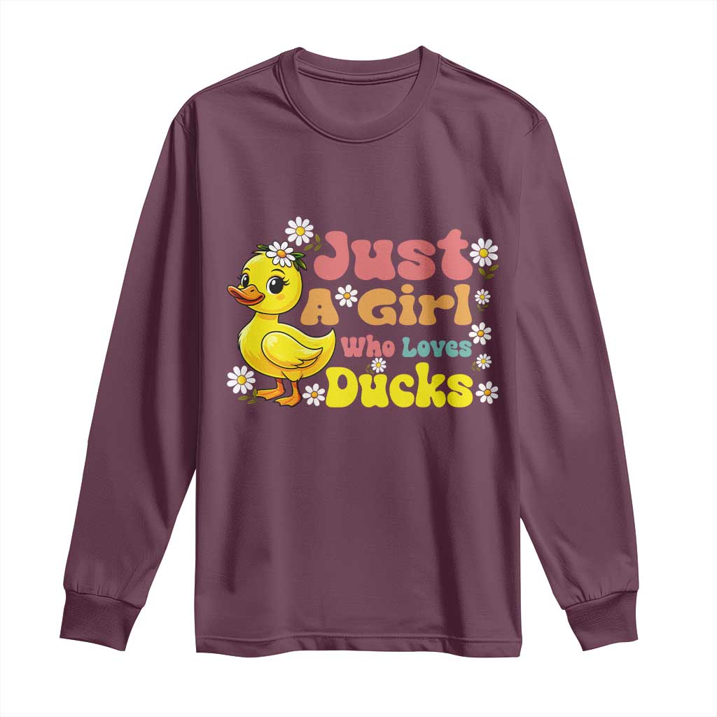 Duck Lover Gift Long Sleeve Shirt Just A Girl Who Loves Ducks - Wonder Print Shop