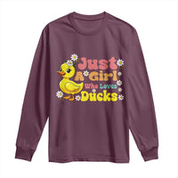 Duck Lover Gift Long Sleeve Shirt Just A Girl Who Loves Ducks - Wonder Print Shop