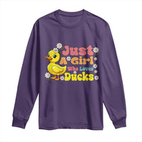 Duck Lover Gift Long Sleeve Shirt Just A Girl Who Loves Ducks - Wonder Print Shop