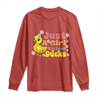 Duck Lover Gift Long Sleeve Shirt Just A Girl Who Loves Ducks - Wonder Print Shop