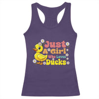 Duck Lover Gift Racerback Tank Top Just A Girl Who Loves Ducks - Wonder Print Shop