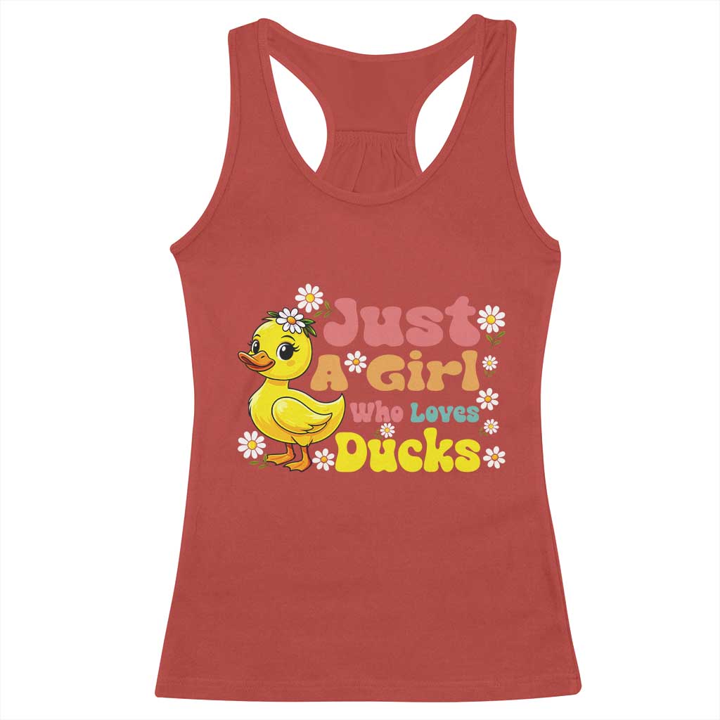 Duck Lover Gift Racerback Tank Top Just A Girl Who Loves Ducks - Wonder Print Shop