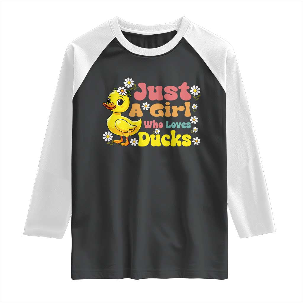 Duck Lover Gift Raglan Shirt Just A Girl Who Loves Ducks - Wonder Print Shop