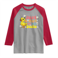 Duck Lover Gift Raglan Shirt Just A Girl Who Loves Ducks - Wonder Print Shop