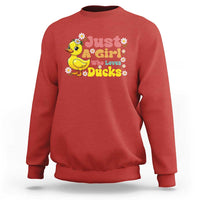 Duck Lover Gift Sweatshirt Just A Girl Who Loves Ducks - Wonder Print Shop