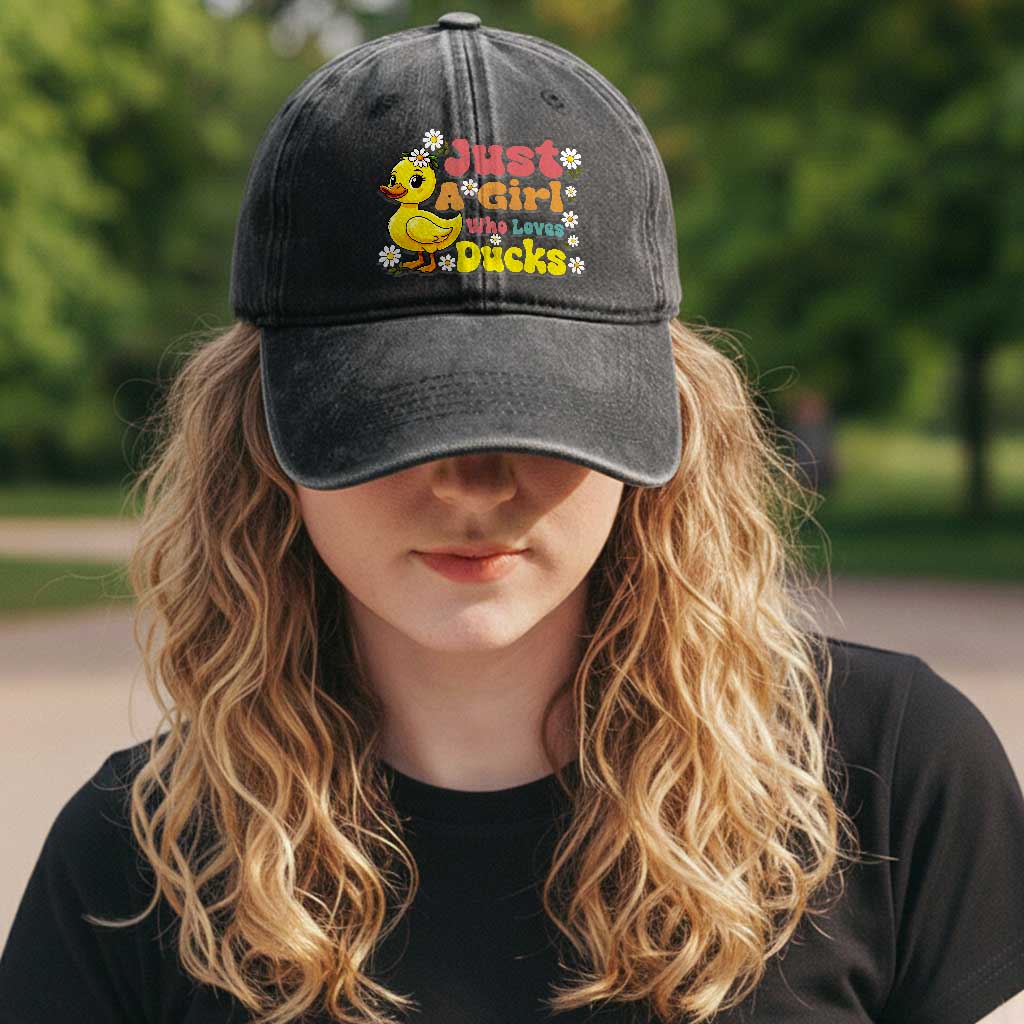 Duck Lover Gift Washed Cotton Baseball Cap Just A Girl Who Loves Ducks