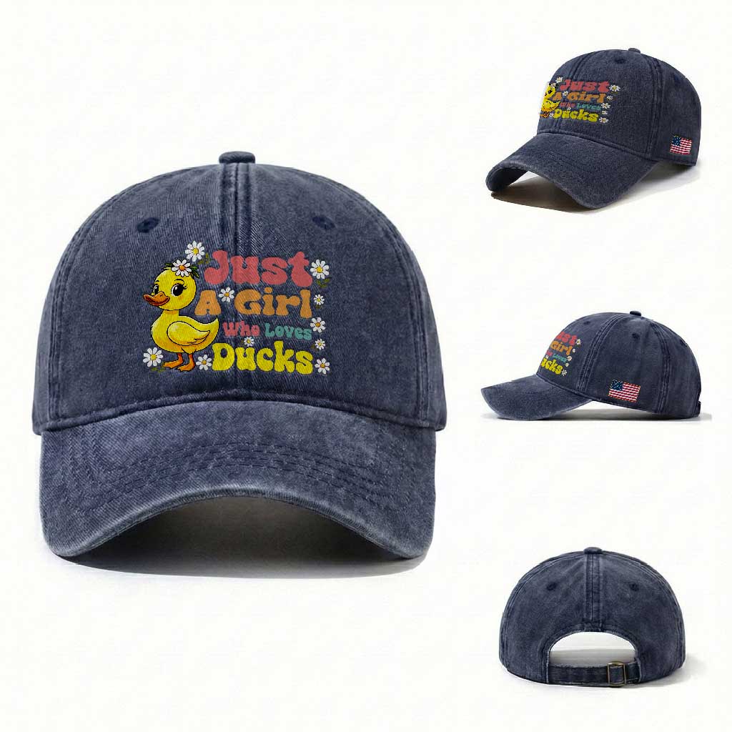 Duck Lover Gift Washed Cotton Baseball Cap Just A Girl Who Loves Ducks