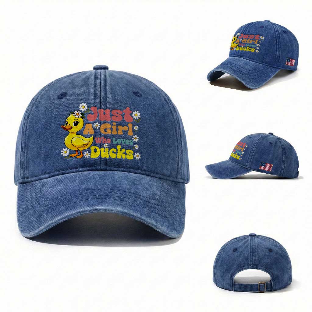 Duck Lover Gift Washed Cotton Baseball Cap Just A Girl Who Loves Ducks