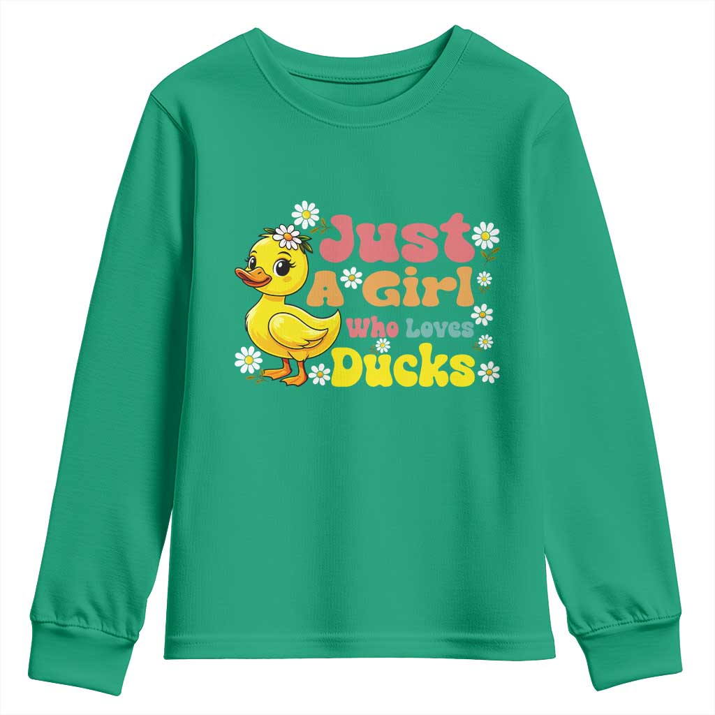 Duck Lover Gift Youth Sweatshirt Just A Girl Who Loves Ducks - Wonder Print Shop
