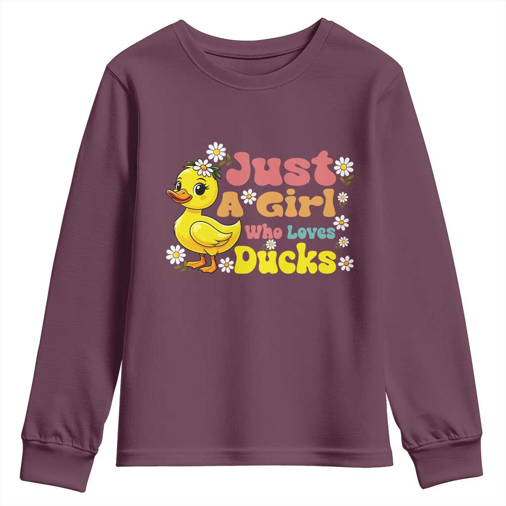 Duck Lover Gift Youth Sweatshirt Just A Girl Who Loves Ducks - Wonder Print Shop