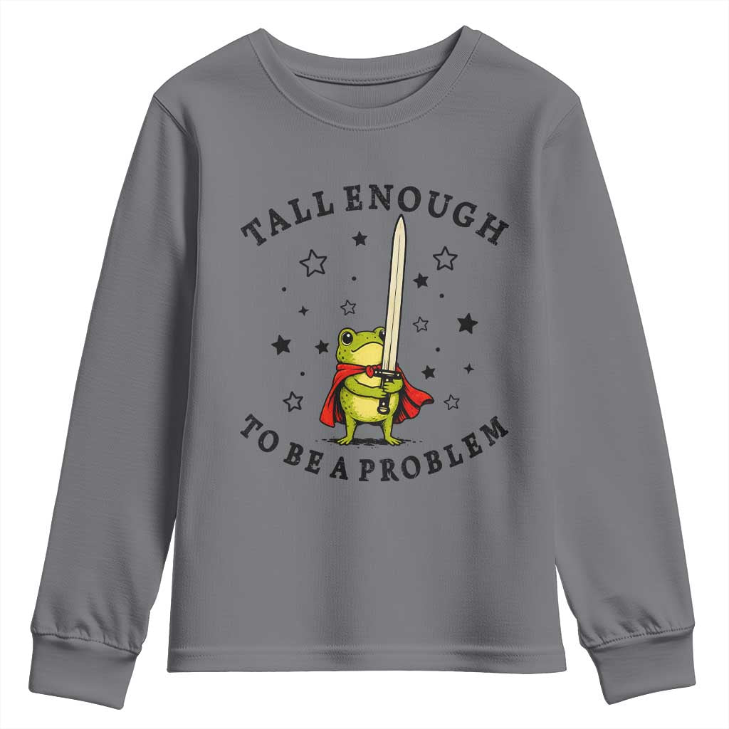 Funny Tall Enough To Be A Problem Youth Sweatshirt Frog Sword Knight Medieval Fantasy Gift