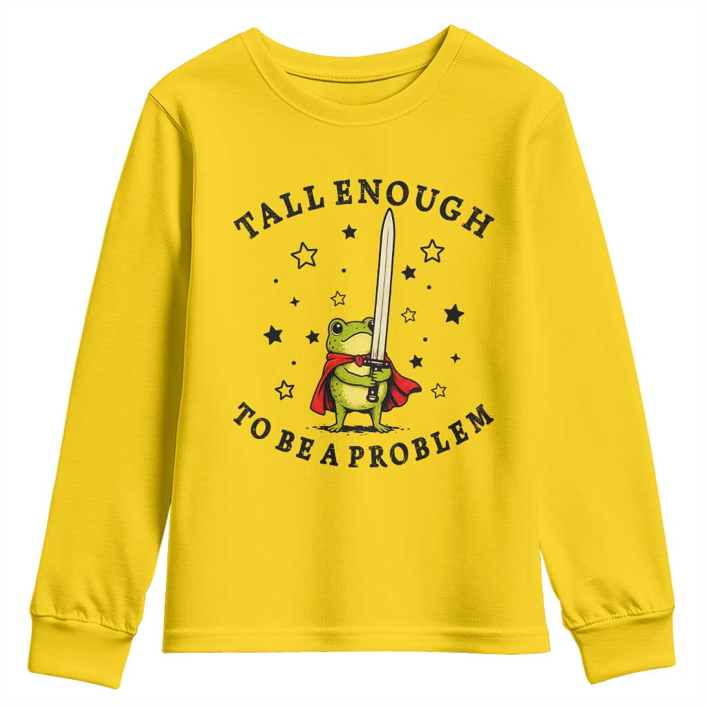 Funny Tall Enough To Be A Problem Youth Sweatshirt Frog Sword Knight Medieval Fantasy Gift