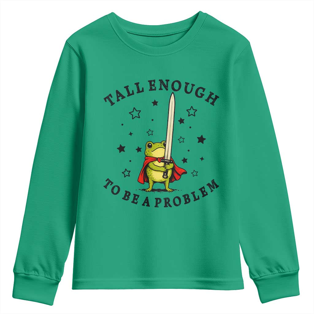 Funny Tall Enough To Be A Problem Youth Sweatshirt Frog Sword Knight Medieval Fantasy Gift