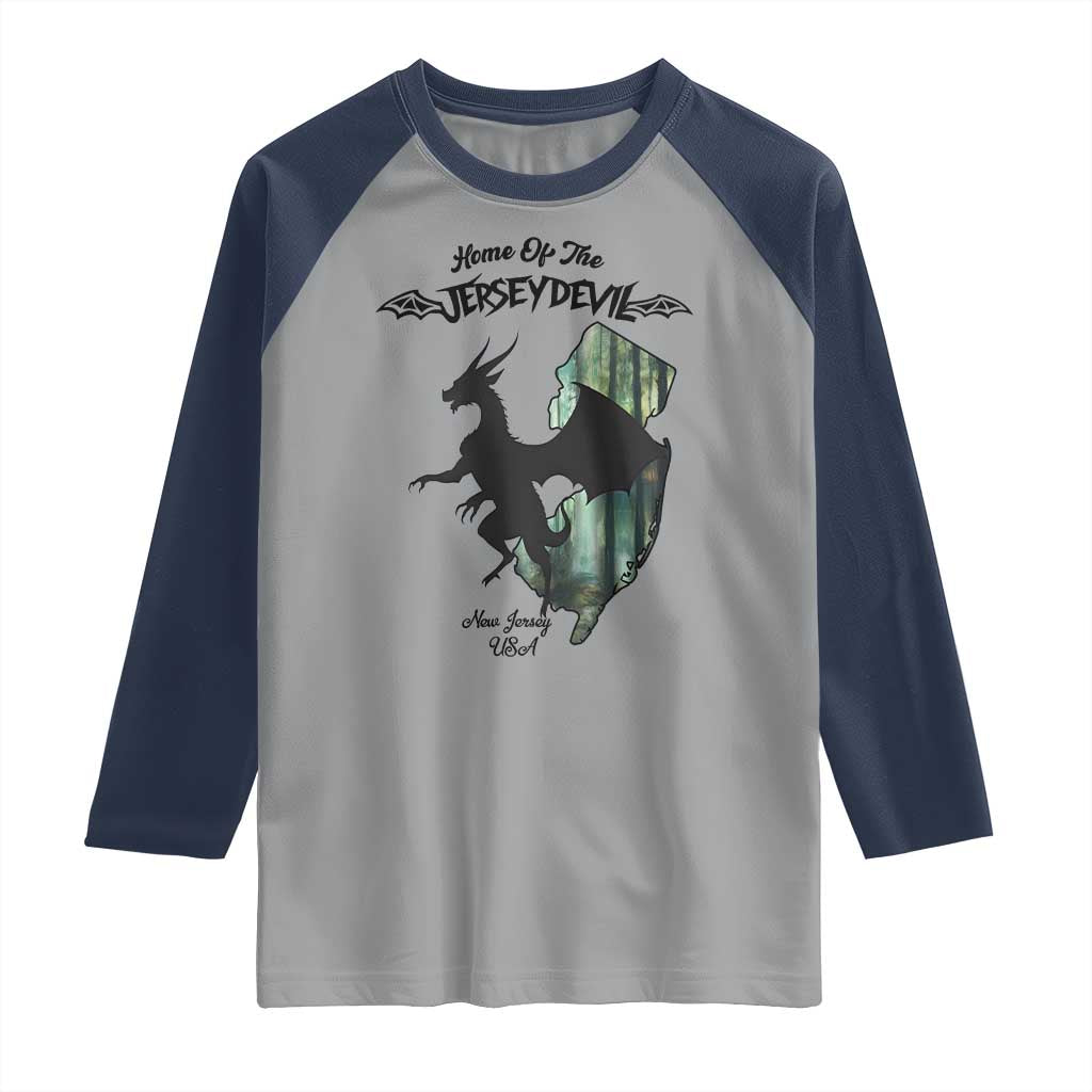 Home Of The Jersey Devil Raglan Shirt Cryptid Gift - Wonder Print Shop