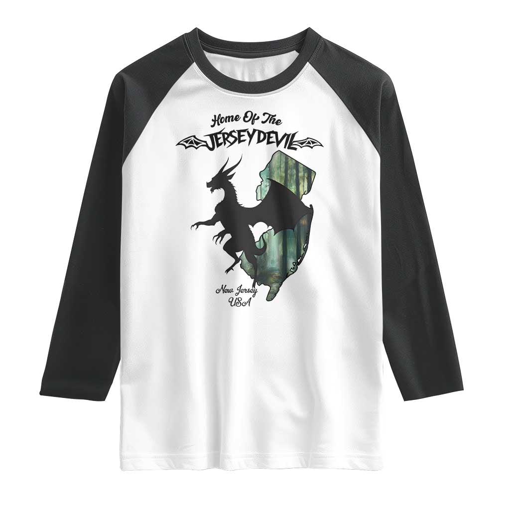Home Of The Jersey Devil Raglan Shirt Cryptid Gift - Wonder Print Shop