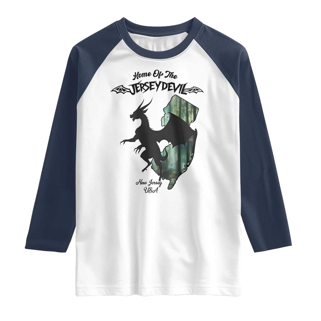 Home Of The Jersey Devil Raglan Shirt Cryptid Gift - Wonder Print Shop