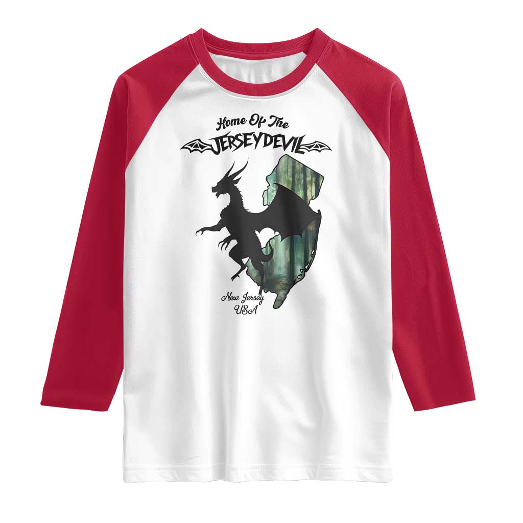 Home Of The Jersey Devil Raglan Shirt Cryptid Gift - Wonder Print Shop