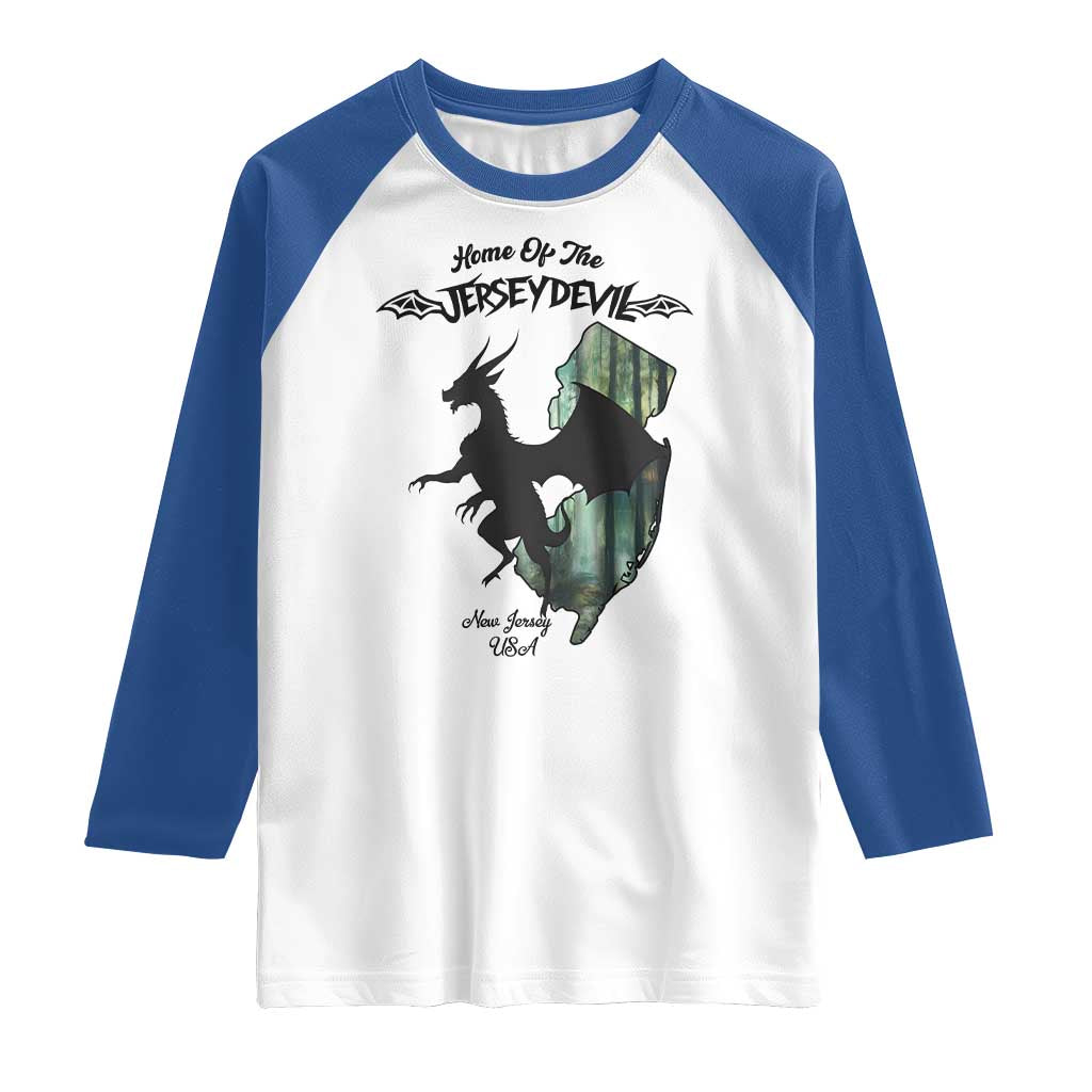 Home Of The Jersey Devil Raglan Shirt Cryptid Gift - Wonder Print Shop