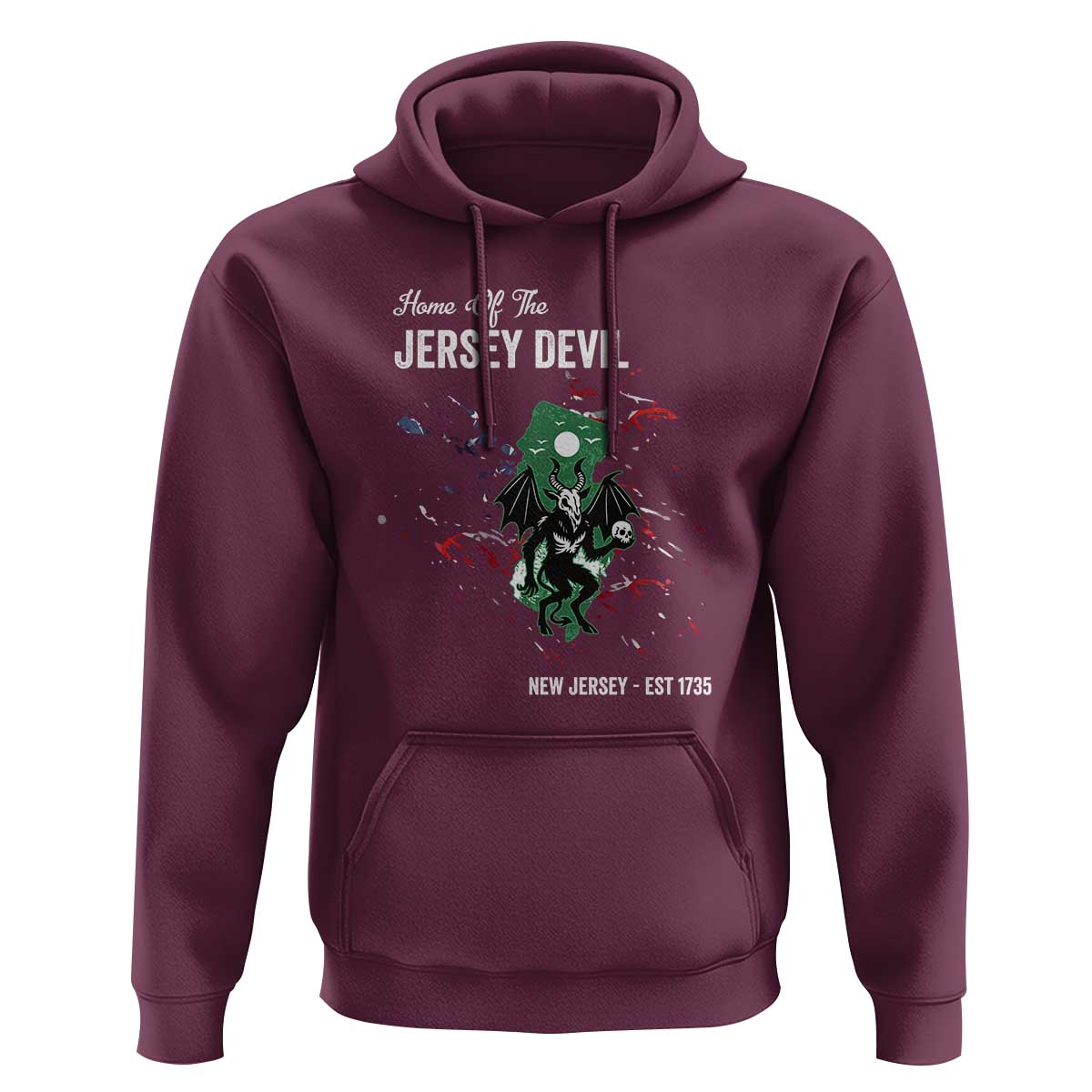 Jersey Devil Hoodie Home Of New Jersey Est 1735 Cryptid Gift - Wonder Print Shop