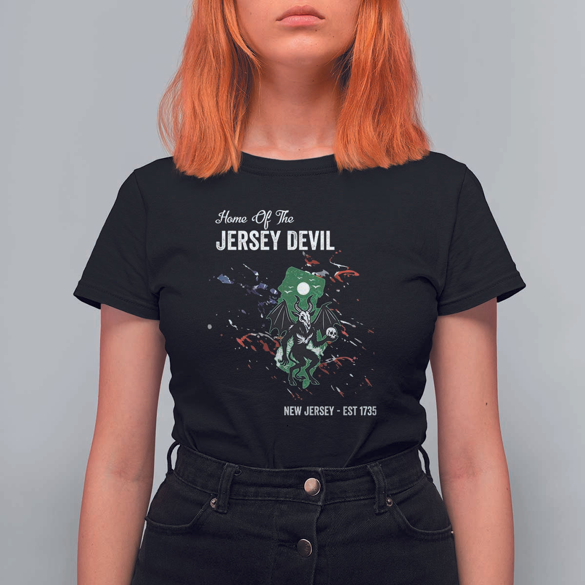 Jersey Devil T Shirt For Women Home Of New Jersey Est 1735 Cryptid Gift - Wonder Print Shop