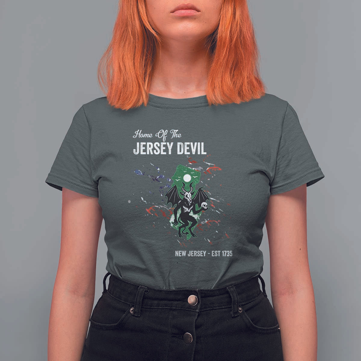 Jersey Devil T Shirt For Women Home Of New Jersey Est 1735 Cryptid Gift - Wonder Print Shop