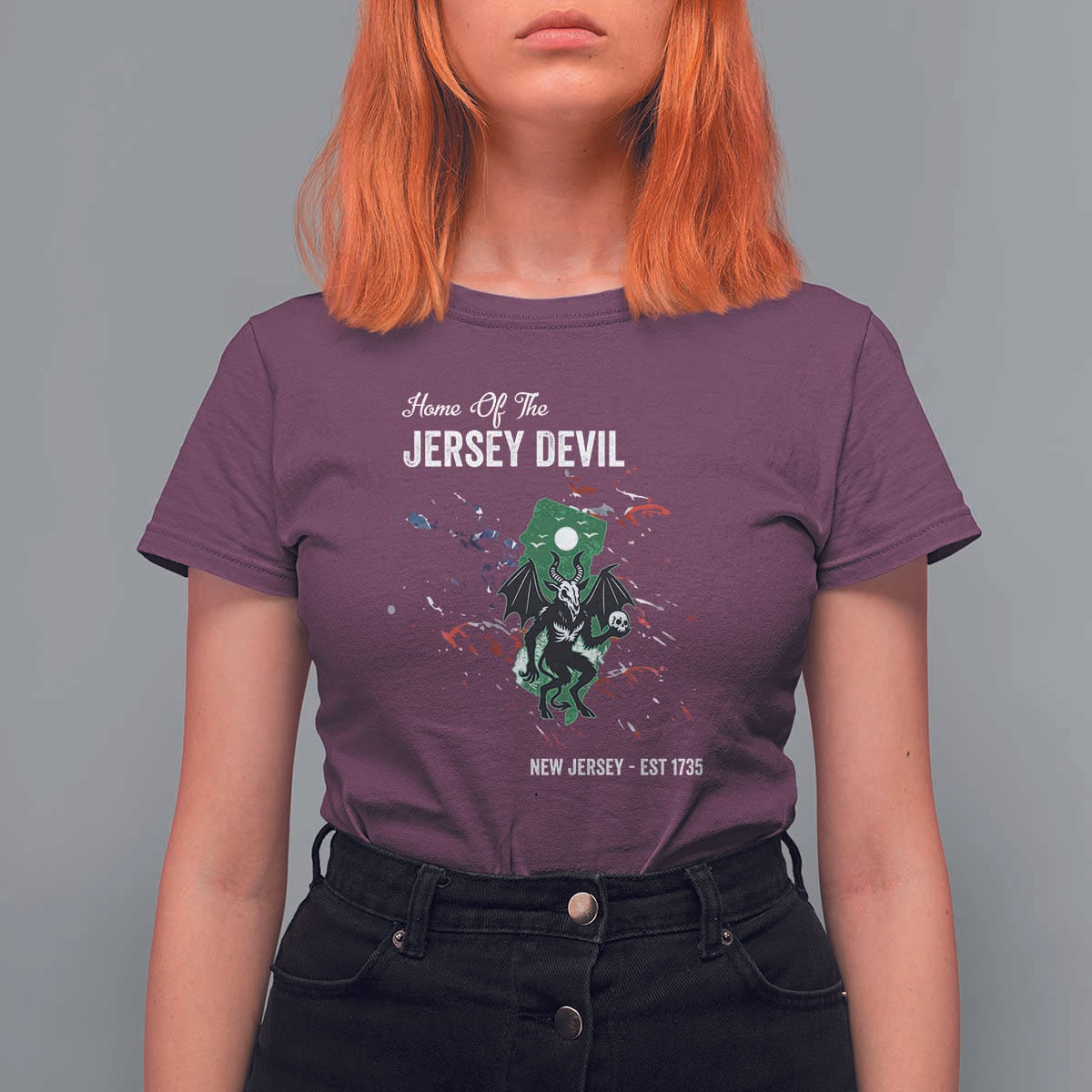 Jersey Devil T Shirt For Women Home Of New Jersey Est 1735 Cryptid Gift - Wonder Print Shop