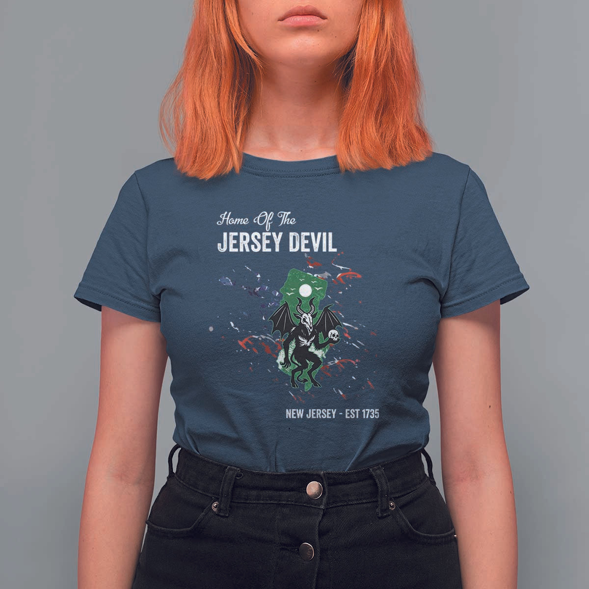Jersey Devil T Shirt For Women Home Of New Jersey Est 1735 Cryptid Gift - Wonder Print Shop