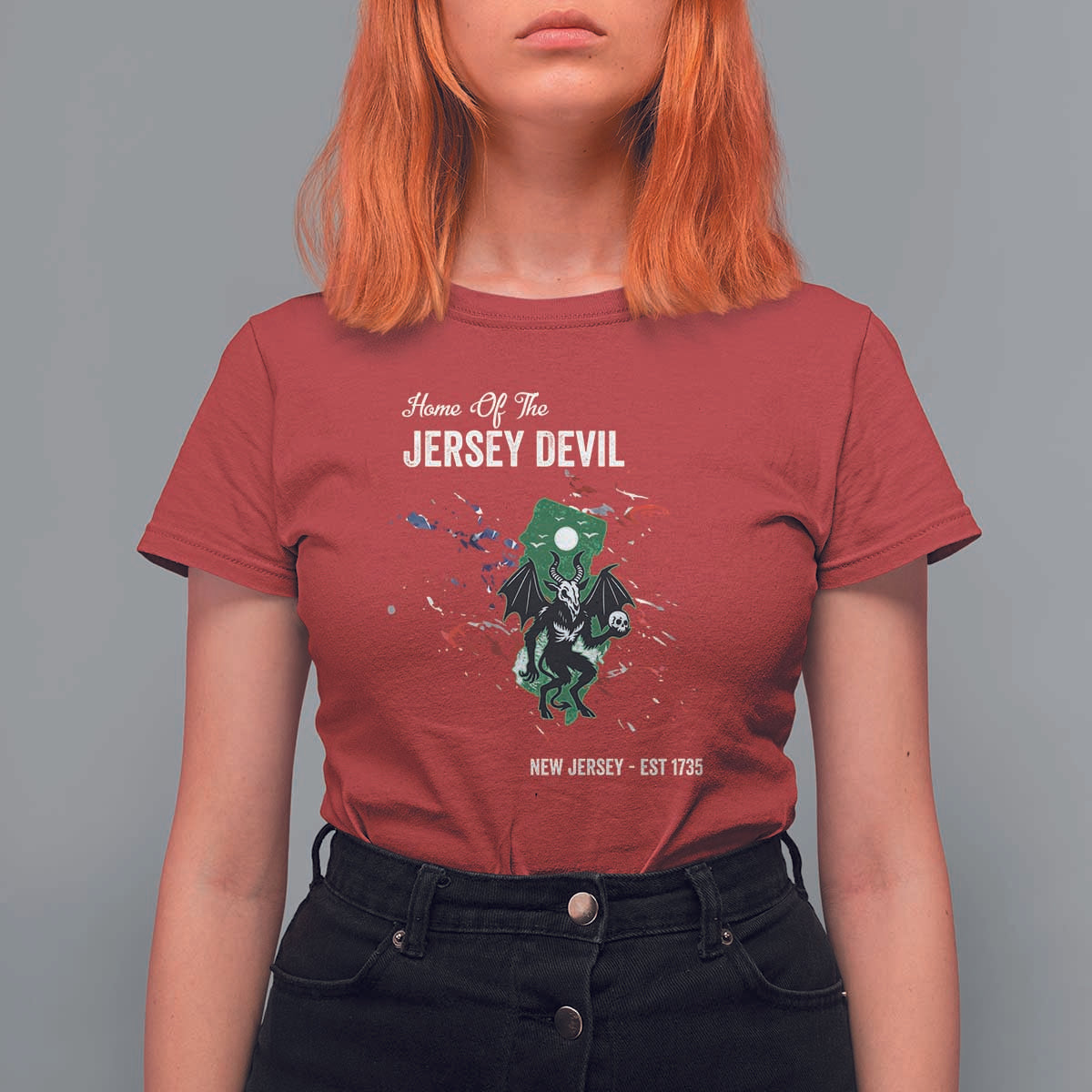Jersey Devil T Shirt For Women Home Of New Jersey Est 1735 Cryptid Gift - Wonder Print Shop