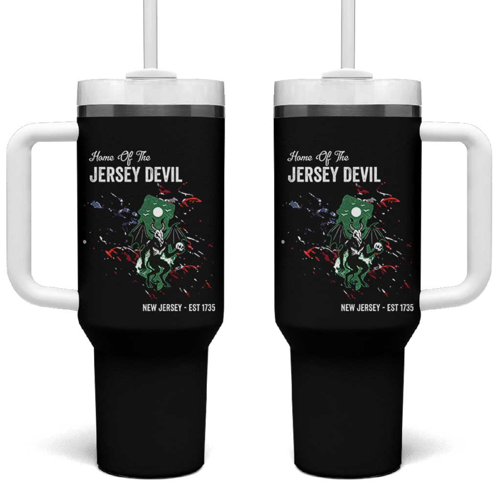 Jersey Devil Tumbler With Handle Home Of New Jersey Est 1735 Cryptid Gift
