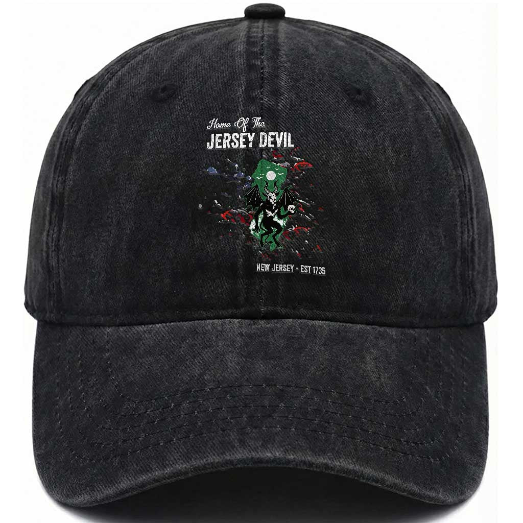Jersey Devil Washed Cotton Baseball Cap Home Of New Jersey Est 1735 Cryptid Gift
