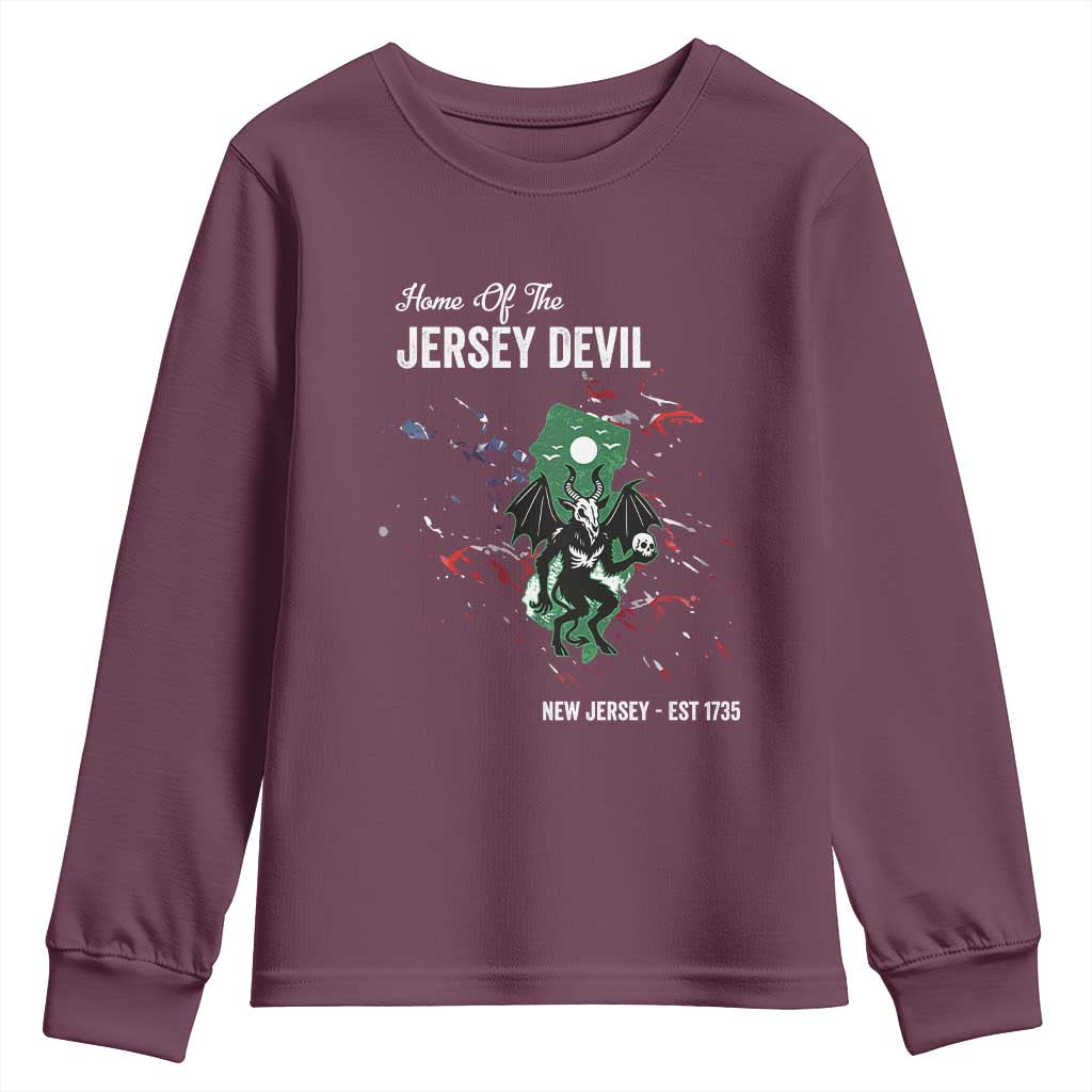 Jersey Devil Youth Sweatshirt Home Of New Jersey Est 1735 Cryptid Gift - Wonder Print Shop