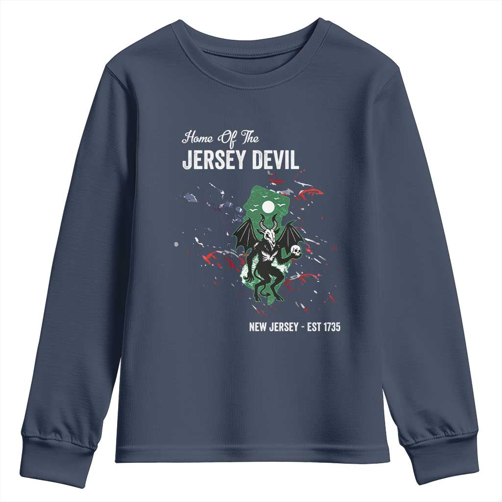 Jersey Devil Youth Sweatshirt Home Of New Jersey Est 1735 Cryptid Gift - Wonder Print Shop