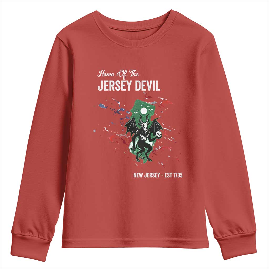 Jersey Devil Youth Sweatshirt Home Of New Jersey Est 1735 Cryptid Gift - Wonder Print Shop