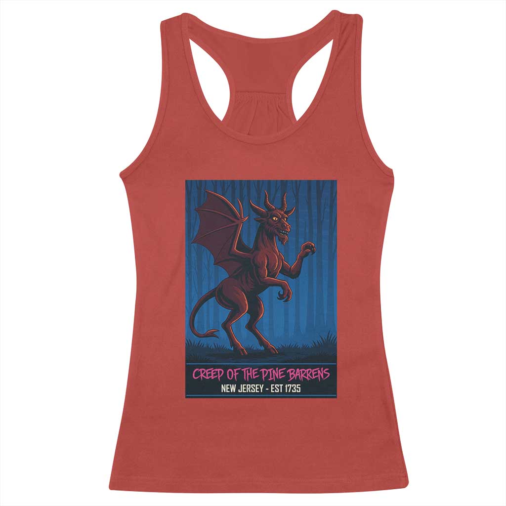 Jersey Devil Racerback Tank Top Creep Of The Pine Barrens New Jersey Est 1735 - Wonder Print Shop