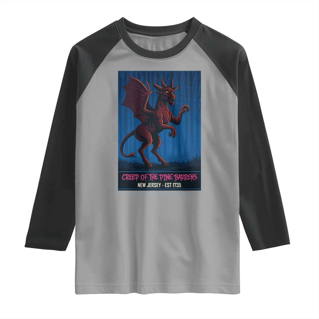 Jersey Devil Raglan Shirt Creep Of The Pine Barrens New Jersey Est 1735 - Wonder Print Shop